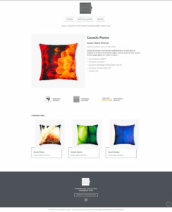 Page site web wordpress ecommerce coussins produits décoration intérieure